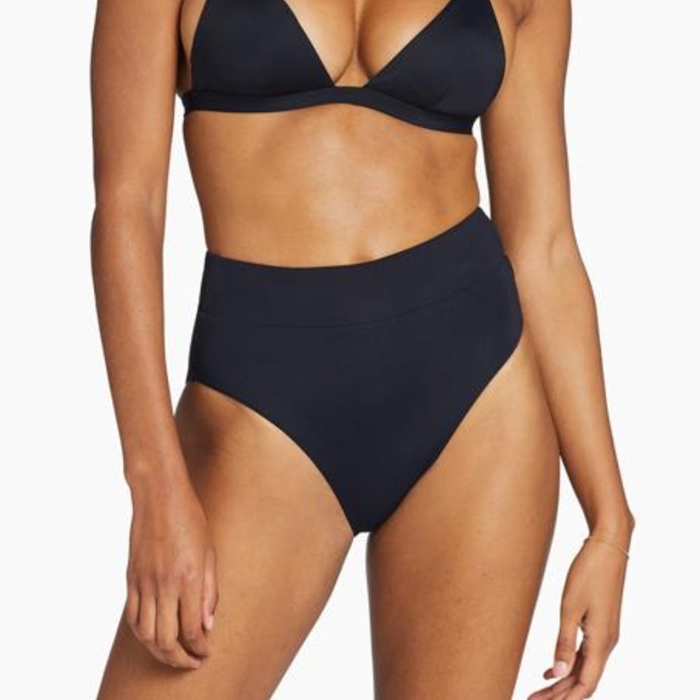 NWT Vitamin A Ibiza High Waisted EcoLux Bottom Full Cut in Black sz Small